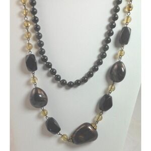 Elegant Vintage Lucite Black Bead Necklace Glass Classic Retro Jewelry Lot
